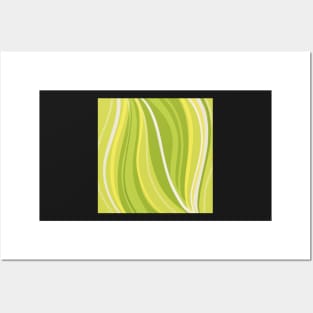 Abstract pattern with wavy lines in fresh yellows and greens Posters and Art